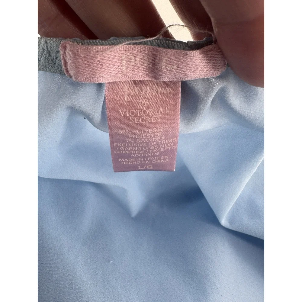 Vintage Victoria Secret Light Blue Baby Doll Chemise Mini Dress Y2K